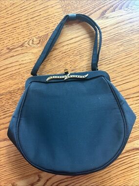 Vintage 1950's "After Five" Evening Bag With Rhinestone Decoration Black